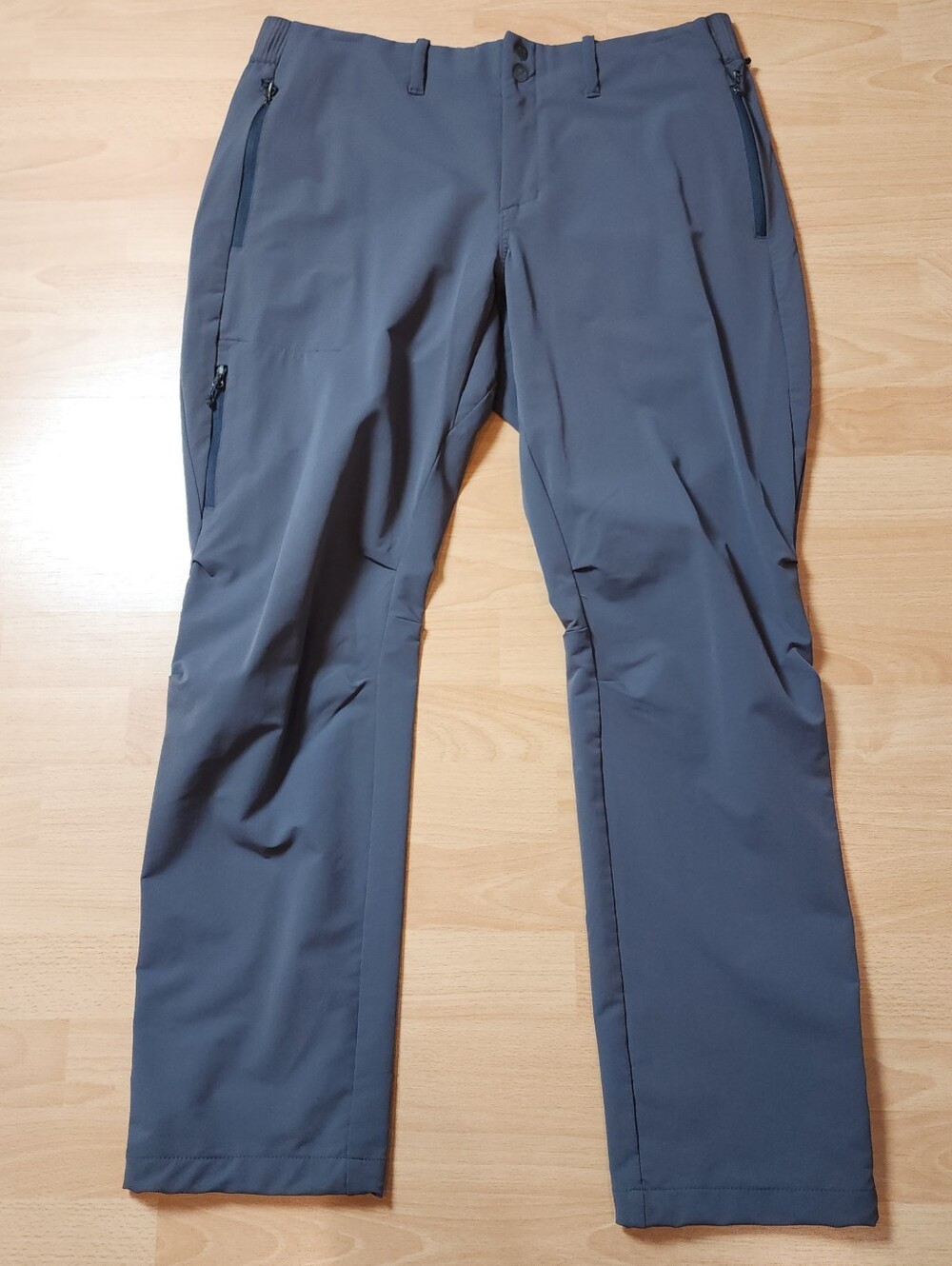 REI Softshell Activator Grey Pants Drawcord Hem Women Size Large Petite Stretch